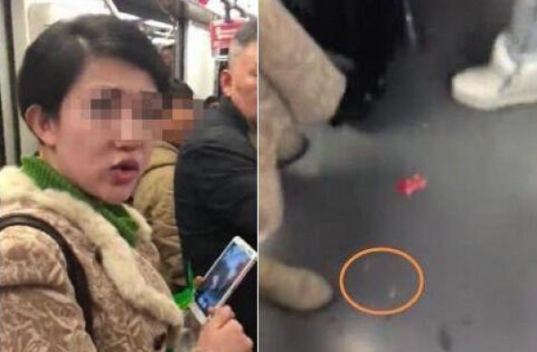 一定是想红!“凤爪女”再现地铁出新招 改吃麻辣烫